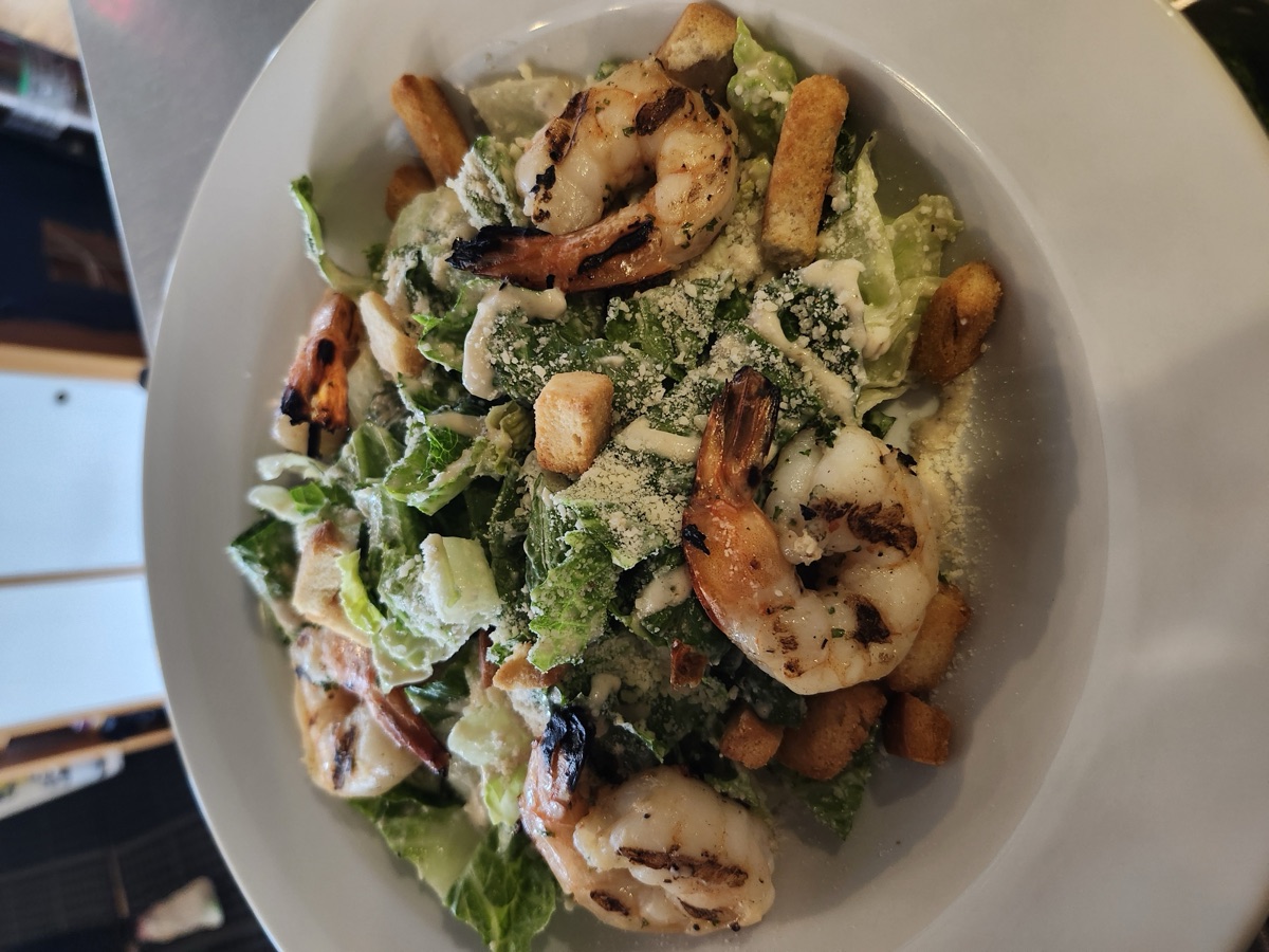 Grilled shrimp Caesar salad
